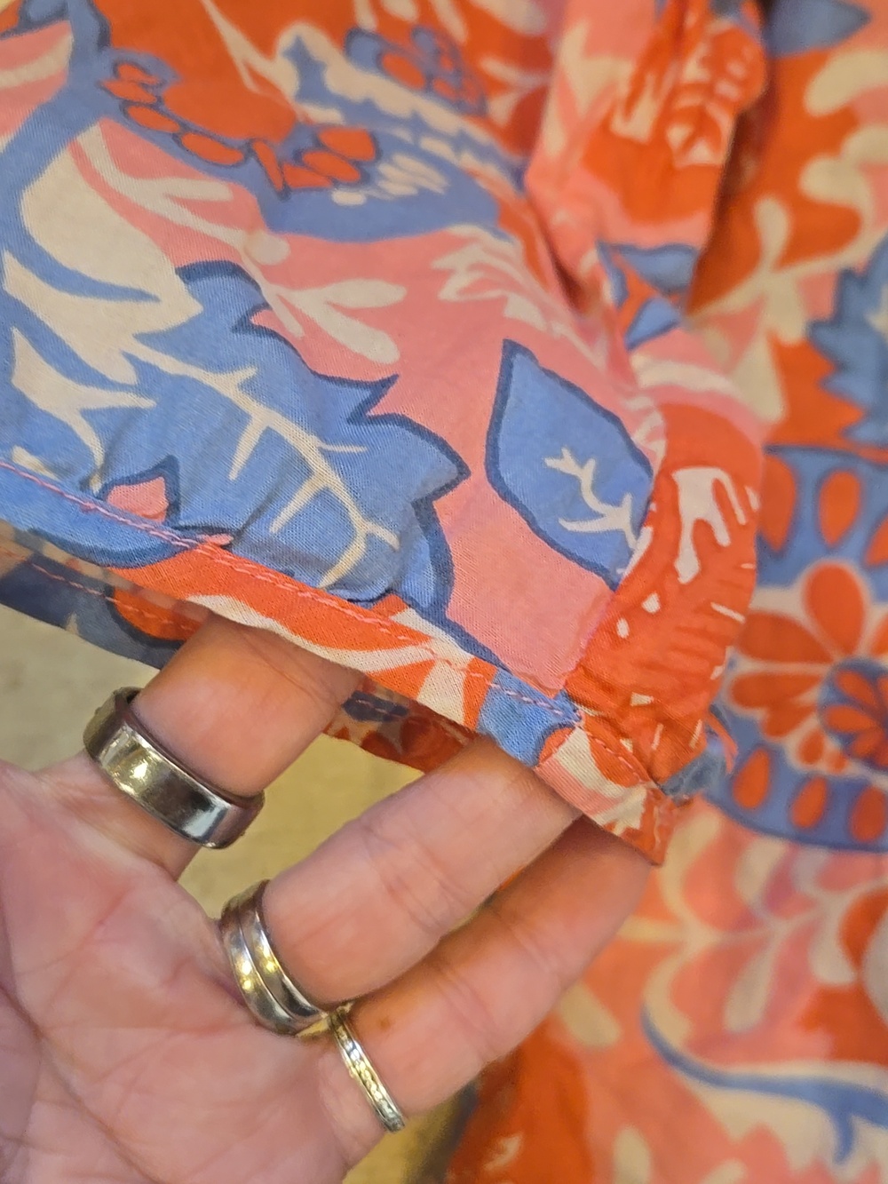 Boden Multi-Colored Floral Print 3/4 Length Blouse - Picture 5 of 8